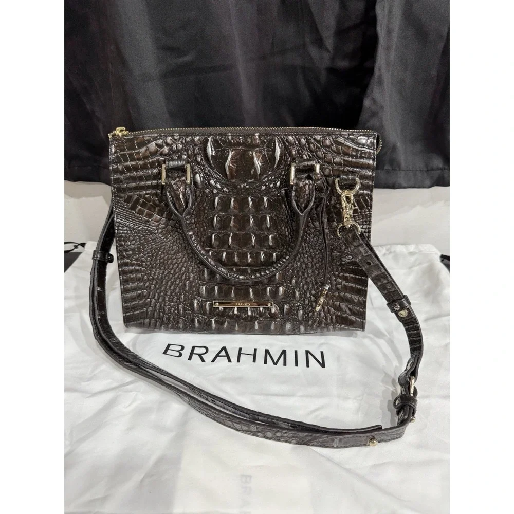 BRAHMIN Anywhere‎ Convertible Satchel Ironwood Melbourne Leather Handbag